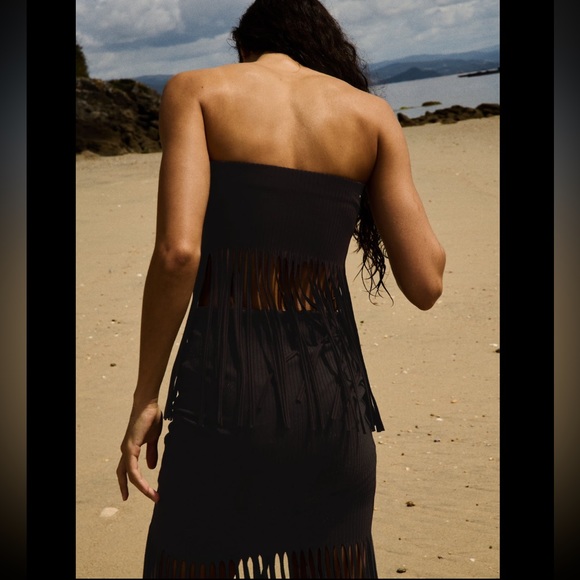 ZARA FRINGED RIBBED SKIRT - Picture 6 of 10